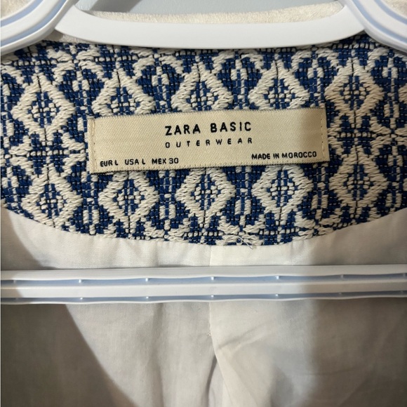 Zara “that coat” Blue and White jacquard Blazer - Picture 2 of 4